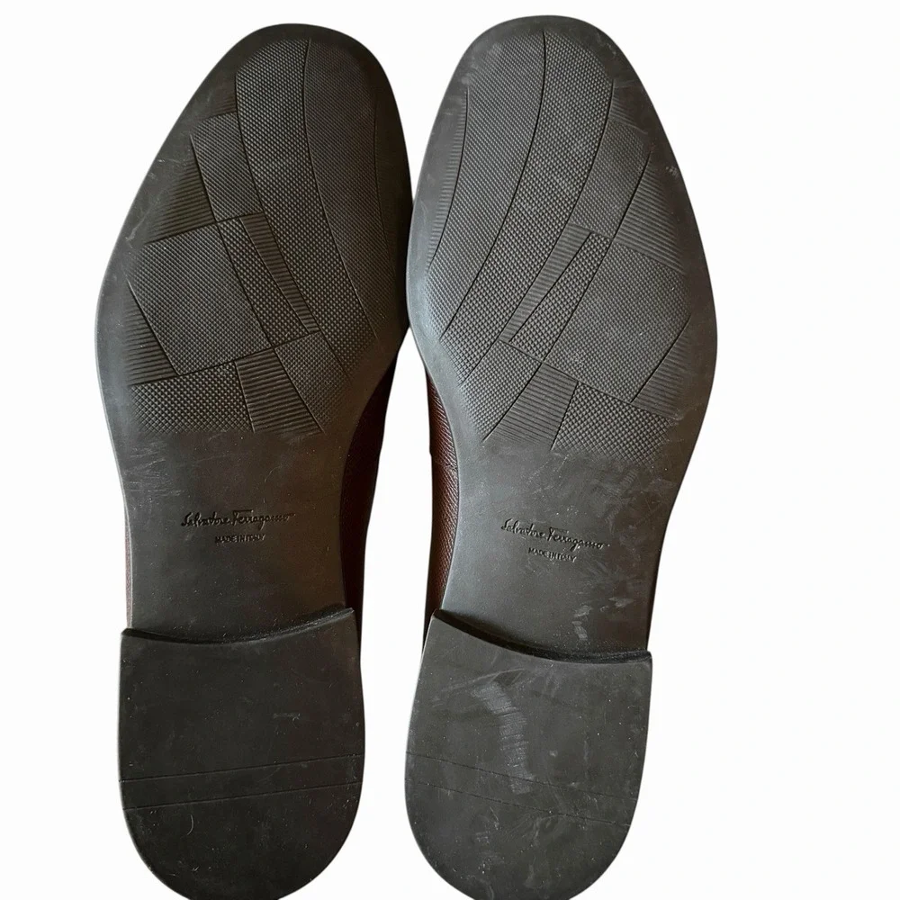 Salvatore Ferragamo Men's Scarlet Gancini  Leather Loafers Brown 10.5 E - Picture 7 of 8